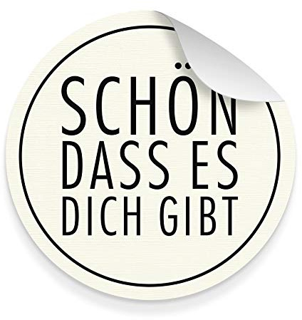 itenga 10x Aufkleber Sticker aus Strukturpapier Geschenkaufkleber zum Basteln rund 9,5 cm (Schön dass es dich gibt (Weiß/Schwarz))