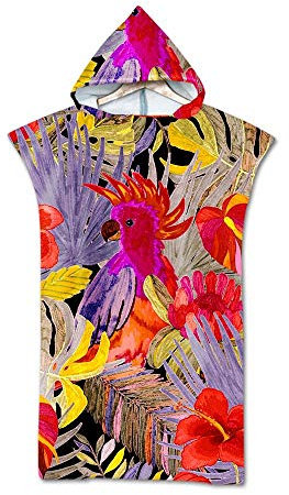 Stillshine. Kaputzen Strand Bade Bademantel Kapuzenhandtuch Poncho Mikrofaser Badetuch Duschtücher Handtücher Strandtücher Bademantel Für Damen (Papagei)