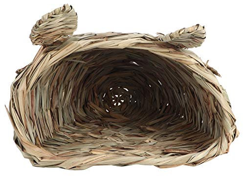 Pssopp Nido de Paja de hámster Nido de Animal doméstico Trenza de Paja Forma de Cabeza de Conejo Chinchilla Hámster Erizo Hierba Nido cálido de la casa