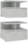 vidaXL Tables de Chevet Flottantes 2 pcs, Armoire de Lit Murale, Table de Nuit, Meuble de Chambre à Coucher Maison Intérieur, Moderne, Gris Béton Bois d’Ingénierie