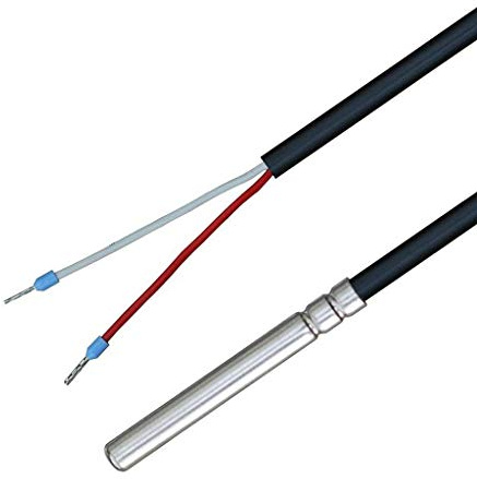 iOVEO 035HP01210 - PT100 - Temperaturfühler mit PVC-Leitung bis 105°C, Temperatursensor, Speicherfühler, Fühler, Heizung, 10 Meter