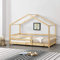 [en.casa] Kinderbett Knätten Hausbett Bodenbett 70 x 140 cm Holzbett für Kinder mit Rausfallschutz Kiefernholz Bettgestell mit Lattenrost Holzfarben