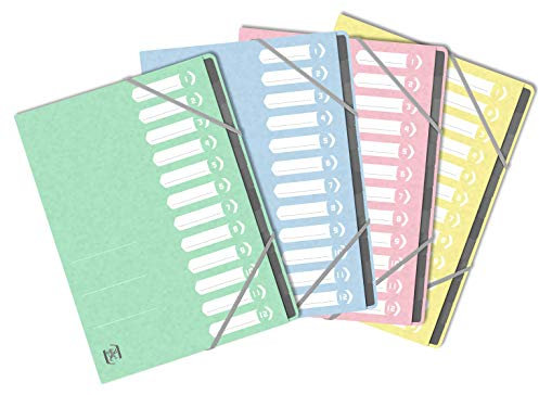 Oxford Trieur TopFile+ A4 12 Positions Couverture Carte Coloris Assortis Pastel