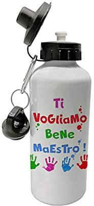 Overthetee Borraccia personalizzata “Ti Vogliamo bene maestro”, Borraccia 500 ml, Idea Regalo Fine Anno
