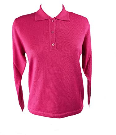 profili di Toscana Maglia, Polo Donna 3 Bottoni.Lana Merinos 80% Made in Italy (M, Melograno)