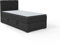 FEDVE Boxspringbett 90x200 Schwarz – Gandia Mini – Praktisches Bett mit Bettkasten Rechts – Gemütlich Kopfteil Bett mit Matratze – Einzelbett zum Schlafzimmer