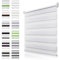 Doppelrollo Klemmfix ohne Bohren Weiß B80 x H150cm(Stoffbreite 75cm) Rollos für Fenster ohne Bohren & mit Bohren Duo Rollo Klemmrollo Zebrarollo Rollo Höhe Stufenlos Verstellbar & Kindersicherung