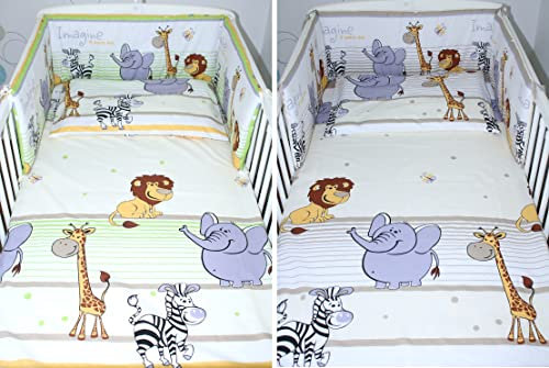 Primawela Baby Bettwäsche - Safari - Kinderbettwäsche Babybettwäsche mit Kissenbezug Baumwolle (Grün, 100 x 135 cm)