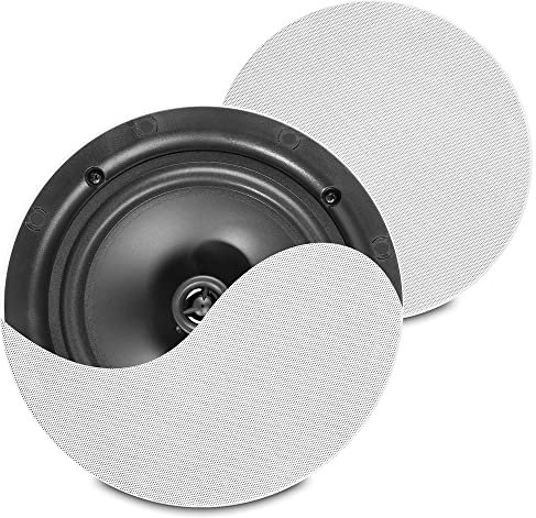 Power Dynamics NCBT601 Two-Room Wireless Bluetooth Ceiling Speaker System - 2x 6.5 Home Ceiling Speakers, Built-In Amplifier, Coaxial Design, Low Profile, Easy Installation, White Finish