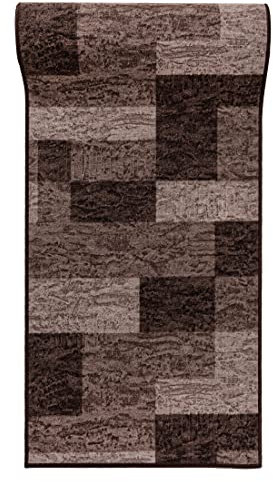 Mazovia rutschfest Teppich Läufer Flur - Modern Geometrische Muster Teppichläufer - Kurzflor Flurläufer für Vorzimmer, Schlafzimmer, Küche - ÖKO-TEX Zertifiziert - Meterware Braun - 67 x 150 cm
