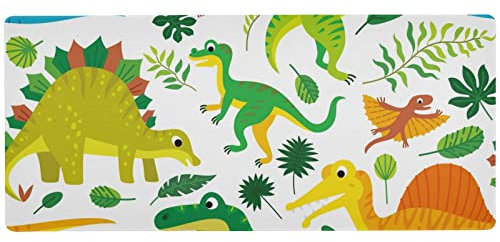 Großes Mauspad Dinosaurier tropische Blätter wasserdichtes Mauspad rutschfeste Gummi Schreibtischunterlage Gaming Mouse Pads Büro Schreibtischunterlage 89,9 x 39,9 cm