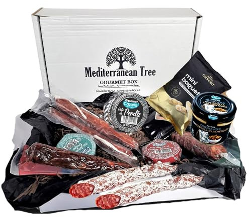 Gourmet-Tapas-Geschenkbox-iberischer Salchichón und Chorizo Español +3 iberische Pastete mit Trüffel, Süßwein und Ente + Gereifter Käse + 2 Stück harte Salchichón+handwerkliches Brot