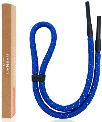 GERNEO® – ORIGINAL Olympia IV – schwimmfähiges Sport Brillenband Neopren – reflektierenden Streifen – neon blau verstellbar mit Kabelzug – wasserfestes Sportbrillenband & fester Halt für Wassersport