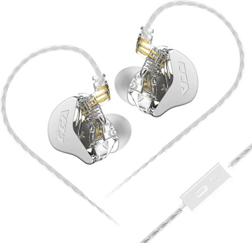 CCA CRA in Ear Monitor Wired Earbuds with Microphone Powerful Bass Dynamic Earphones, Ultra-Thin Diaphragm Dynamic Driver IEM with Detachable Cable, Noise-Isolating in Ear Headphones
