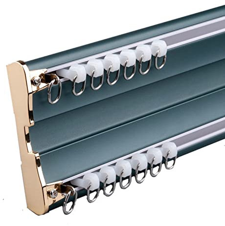 Set Di Binari Per Tende In Alluminio, Divisorio Per Tende Binari Per Tende Soffitto Scorrevole Doppio Binario Congiunto Per Tende, Supporto Da Soffitto, Per Soggiorno Camper Doccia(Size:1M,Color:Blu)