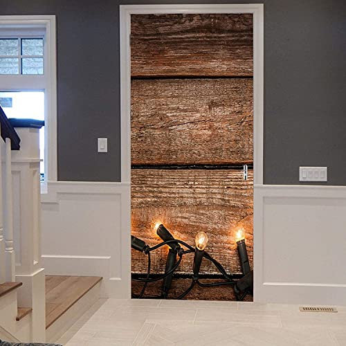 Türtapete Selbstklebend Türfolie Türposter 3D Alte Holzbretter 90 X 200 Cm Vinyl Folie Türdeko Tapete Wandbild Türaufkleber Türtattoo - Kinderzimmer Wohnzimmer Küche Schlafzimmer Tür Fotos