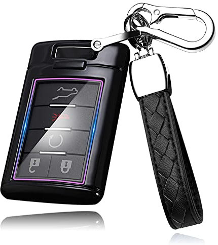 HIBEYO Coque de protection intelligente pour clé de voiture Cadillac - En plastique - Pour Cadillac Cts ATSL BLS SLS XLS Escalade - Pour Chevrolet C6 C7 Corvette - Noir
