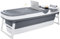 HelloBath® Baignoire Pliable Adulte - XXL, 157 x 60 x 48 cm - Avec Bouchons De Vidange, Tuyau De Vidange Et Rouleaux De Massage - Piscine Hors Sol Pour Ice Bath Et Bain Chaud (Cool Grey)