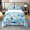 Unterwasser Welt 100% Baumwolle Bettbezug 135x200,Netter Delphin Hai Tröster Abdeckung für Kinder,Bunte Meeresleben Bettwäsche Set,Tintenfisch Quallen Teufel Fisch Seepferdchen Sealife Bett Set,Blau