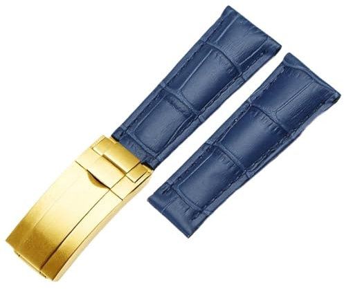 FFHAO 20mm Kalb Uhrenarmbänder Strap Für Rolex Datejust Tag Datum Echtes Rindsleder Armbänder Uhr Armband Für Daytona Faltschließe, 20 mm, Achat