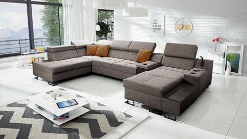 IM SOFA XXL Wohnzimmer Couch in U-Form Wohnlandschaft ALICANTO V Links/rechts Farbe wählbar TOP Qualität
