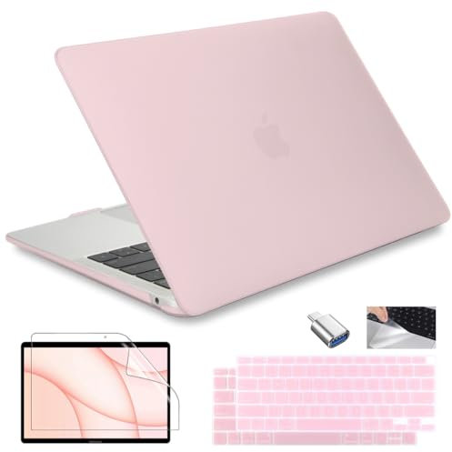 Conbovo Compatible con MacBook Air de 13 pulgadas 2021 2020 2019 2018 modelo de lanzamiento: M1 A2337 A2179 A1932, funda rígida mate para MacBook Air de 13 pulgadas con pantalla Retina Touch ID, rosa