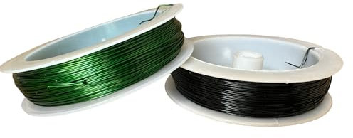 Feqsky 2 Pack Iron Wire 0.5mm, FSK031, Black and Green, 43 Yard/Roll, Soft DIY String for Crafts and Decorative Artificial Flower Wreaths
