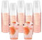 Lot de 60 gobelets en plastique avec bord doré rose, 350 ml, réutilisables, élégants, pour fête, anniversaire, mariage, cocktail, boisson (11,1 x 7,4 cm)