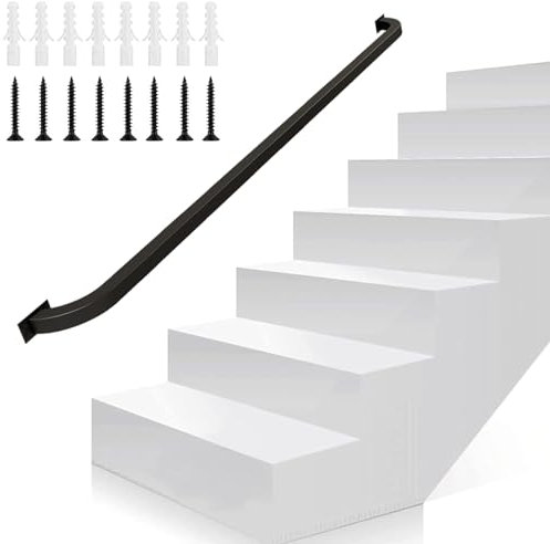 Gorssen 90cm Handlauf,Vintage Schmiedeeisen Treppengeländer for den Innen Außen, Wandhandlauf Wohnung Draußen Handläufe Treppen Handlauf Geländer Bausatz Balkon Brüstung Stange