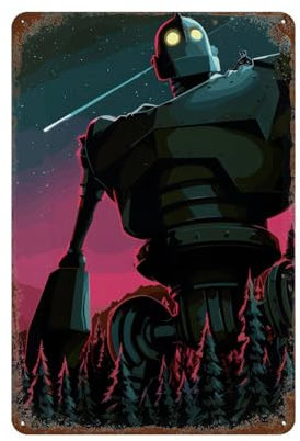 YXWOYNHY Movie The Iron Giant Poster Wall Decor Art Metal Tin Poster Modern Home Decor Art Metal Poster Home Bar Shop Decorations Vintage Sign Gift 11.8x7.9