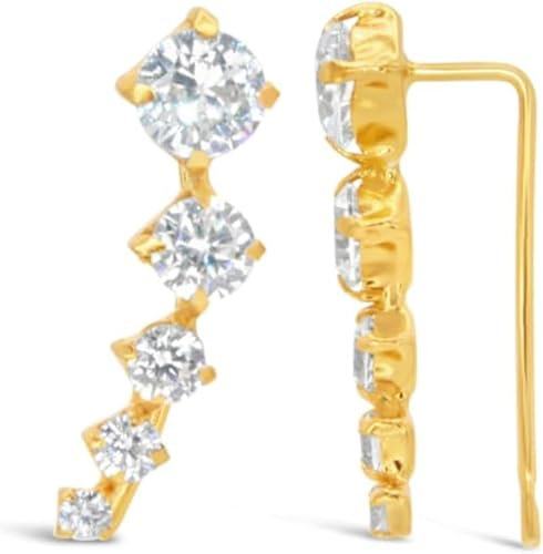 ARS-ARGENTI Ohrringe Climber Brillantoptik Silber 925 Schmuck Geschenk Damen Mädchen Teenager Design Sterne 16 mm extravagant glamourös hochwertig edel hypoallergen Sterling Silber