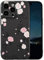 XIZYO Rose Flower Case for iPhone 14 Pro Max, Cute Pink Rose Floral Pattern Liquid Silicone Aesthetic Phone Case, for Girls Women Luxury Soft Ultra Slim Shockproof Protective Cover, Black