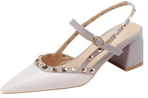 HSyc JRX Damen Mary Jane Pumps mit Nieten Slingback High Heels Abend Schuhe 38