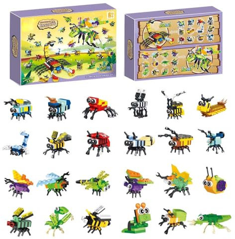 KYLON Insekten Bausatz für Iego Adventskalender 2024, Adventskalender Kinder, 24 Tage 24 Kleines Insekten+ 2 Große Insekten Weihnachten Countdown Kalender Bausatz für Kinder