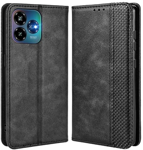 MOJIA Hülle Flip Case für ZTE Blade V60 Design / V60 Vita, PU Dünne Magnetische Klapphülle Handyhülle Schutzhülle mit Kartenfach und Standfunktion. Schwarz