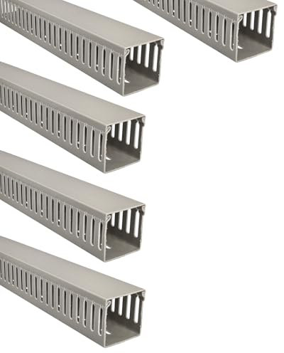 Jandei - 5er-Pack Kabelkanal für Kabel, Schreibtisch-Organizer, PVC-Abdeckung, Grau, Länge 40 cm (60 x 60 mm)