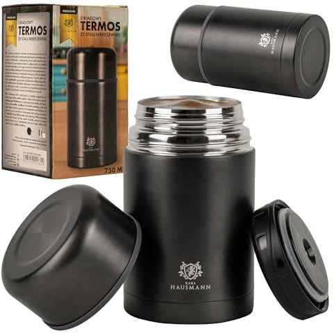 KARL HAUSMANN Thermobecher Essen - 750 ml - Edelstahl Thermos Essensbehälter - 12h Heiß & 12h Kalt - Thermo Suppenbehälter to Go - Speisebehälter - Food Container Thermo - Thermobehälter für Suppen