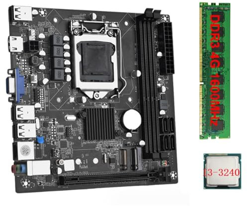 LOLPALONE ITX H61 Desktop Board Kits Computer Motherboard +I3-3240+1X DDR3 1600MHz 4G RAM CPU LGA 1155 Support Up to 16GB RAM Slots 100M Network Card