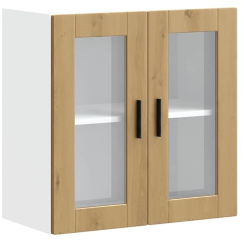 vidaXL Küchen-Hängeschrank mit Glastür Porto Artisan-Eiche, Wandschrank Küche, Wandschrank, Oberschrank, Küchenschrank, Hängeschrank