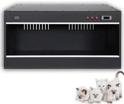 XGHDPBM Pet Incubator Box For Dog, Large Pet Brooder Puppy Incubator, Heating Puppy and Kitten Incubator with LED Lamp, Brooders and Incubators for Puppies Kittens All Critters(Black,60 * 50 * 50cm)