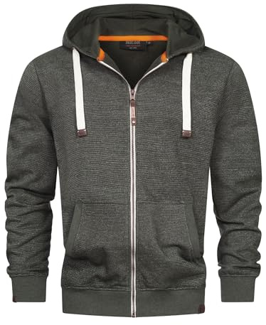 Indicode Herren INBaustian Sweatjacke mit RIPP-Bündchen und Kapuze | Kapuzensweater Hoodie für Männer Climb Ivy, XXL