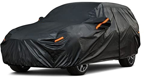 Kayme 7 Layers Heavy Duty SUV Car Cover Waterproof All Weather, Full Exterior Cover Outdoor Rain Sun Uv Protection with Zipper for Automobiles, Universal Fit for SUV 4x4 (182-190 inch)