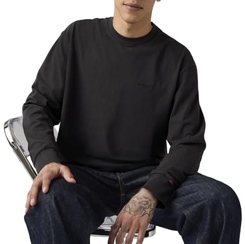 Levi's Men's LS Authentic Tee T-Shirt, Mineral Black Garmen, L