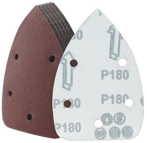 Cjueiom 25 Pcs 180 Grit Mouse Sander Sandpaper, 5 Hole Hook and Loop Sander Pads for 140mm Sanding Machine