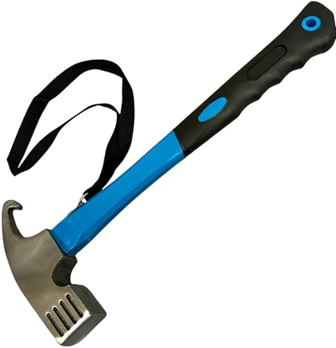Marteau de camping avec dragonne - Bleu clair - Marteau de tente avec extracteur de piquets - Marteau de camping pour le camping et les piquets - Idéal pour tente, sol dur et extérieur + 1 aimant KOVA