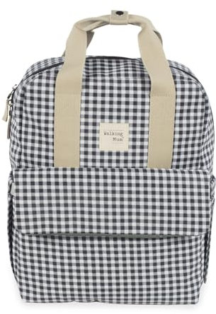 Walking Mum. I Love Vichy Wickeltasche für Kinderwagen, vielseitiges Design mit kurzen Griffen und Schultergurten, Schwarz, 37 x 28 x 12 cm