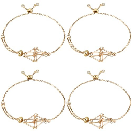 SUNNYCLUE 1 boîte de 6 bracelets en Cristal avec Cage en Pierre Porte Bracelets en Laiton Doré Réglable 304 supports de Collier à Chaîne en Filet à Double Couche en Acier Inoxydable pour la Fabricatio