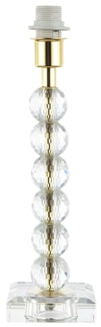Happy Homewares Contemporary Clear K9 Crystal Glass and Polished Gold Table Lamp Base with Six Faceted Spheres | 1 x E14 7w | 32cm Height