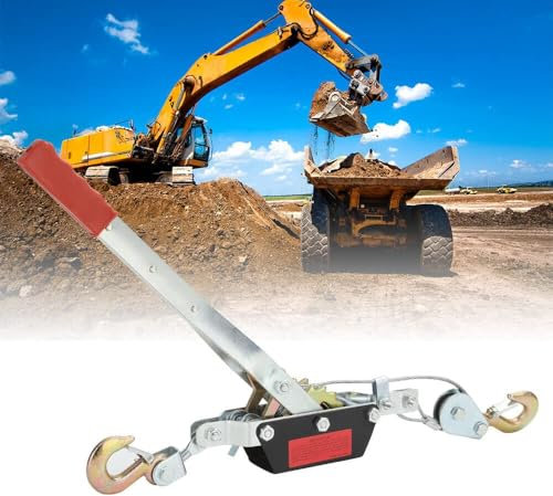 2 Ton (4000lbs) Heavy Duty Cable Puller – Manual Hand Winch with Steel Hook for Construction, Highway, Bridge & Metallurgy | Industrial-Grade Wire Rope Puller
