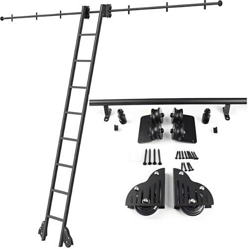 Rollbare Bibliotheksleiter, Schiebeleiter, für Bücherregale und Lager, 3,3–30 Fuß Rollleiterschienen/Rollen, komplettes Set (ohne Leiter)(Size:23ft/700cm Track kit)